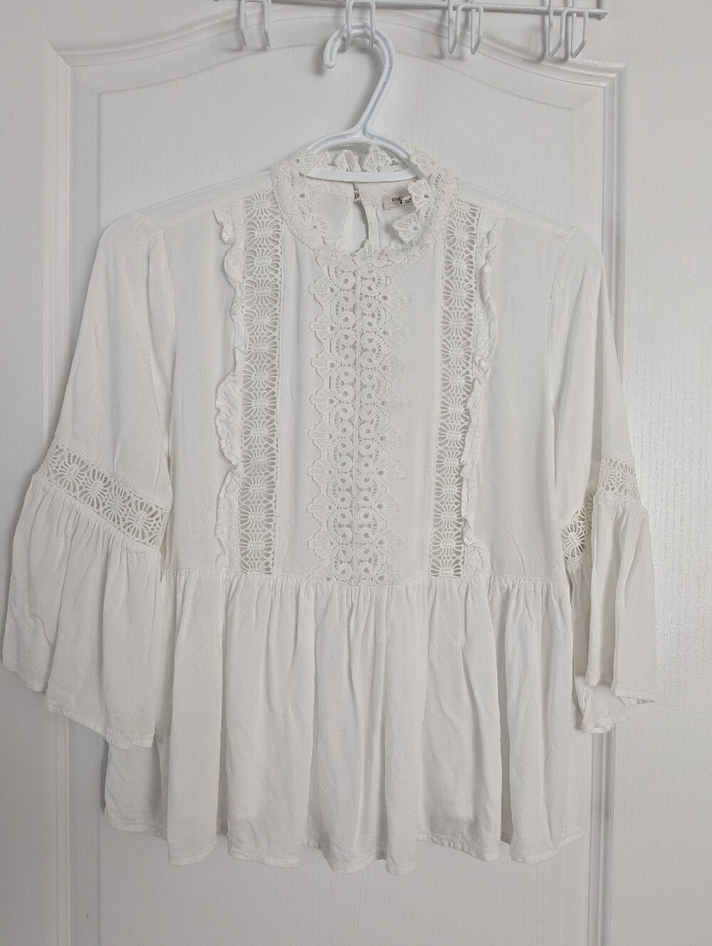 River Island Viscose embroidered Bohemian Blouse white Small - Picture 8 of 8